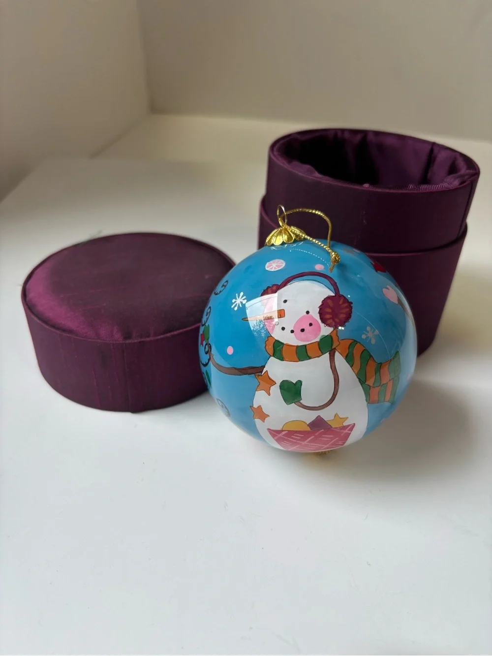Pier One Le Bien Christmas Ornament 2007 Snowman Blue With Original Box